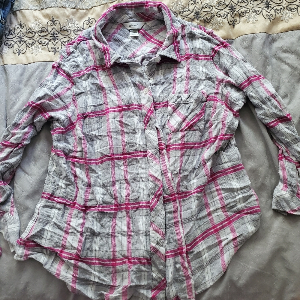 Pink Plaid Button up